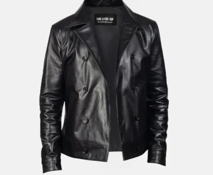Mens Metal Hardware Biker Leather Jacket