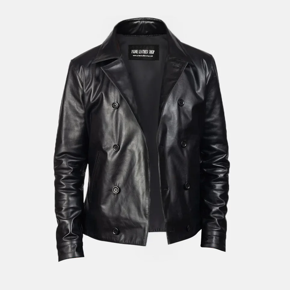 Mens Metal Hardware Biker Leather Jacket