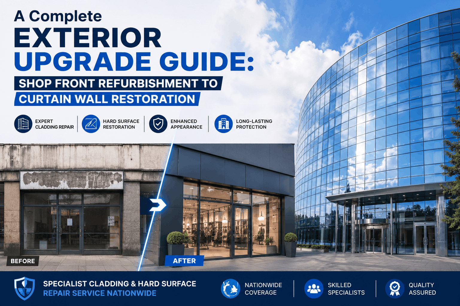 A Complete Exterior Upgrade Guide Shop Front Refurbishment to Curtain Wall Restoration