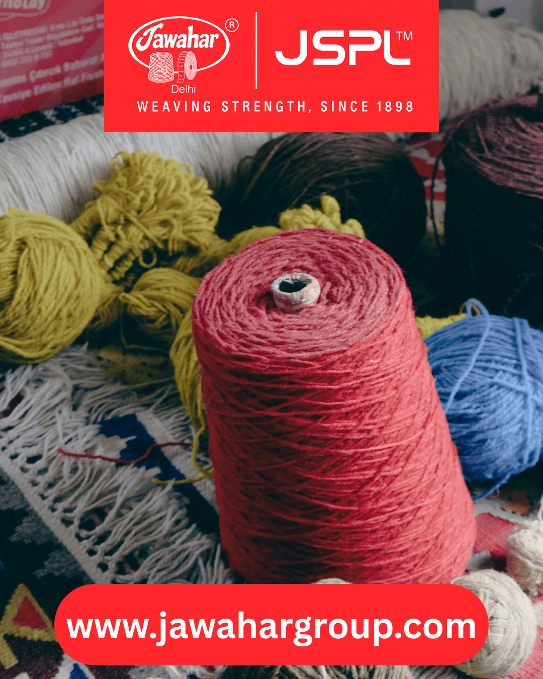 ndustrial textile manufacturing setup showcasing polypropylene yarn production, braided rope manufacturing, and webbing tape solutions by Jawahar Group for diverse industrial applications.