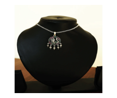 Buy silver Cut Stone Silver pendant for women | Chaitanya Jewel