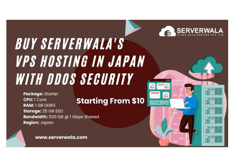 Buy Serverwala's VPS Hosting in Japan with DDoS Security