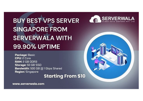 Buy Best VPS Server Singapore from Serverwala with 99.90 Uptime