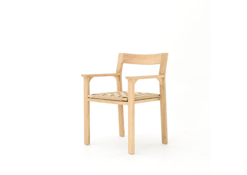 SURI DINING ARM CHAIR SOLID TEAK THIN BACK REST WITH VIRO SEAT BASE