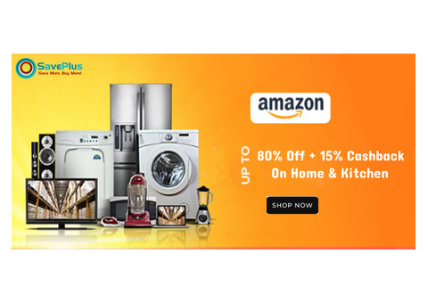 Up To 80% Off + 15% Cashback On Home & Kitchen