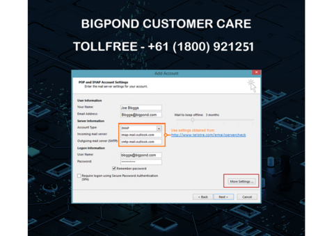 How to configure BigPond webmail email settings on an email client?
