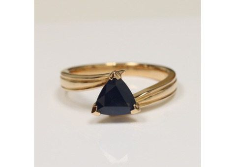 Trillion Shape Blue Sapphire Ring