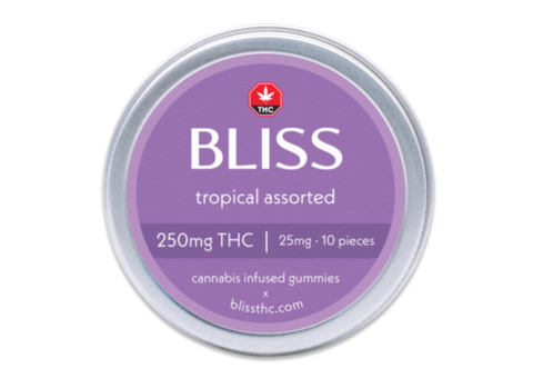 Bliss Tropical Assorted Gummies – 250mg THC