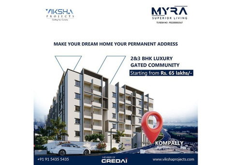 3 BHK Flats for sale in Kompally | Myra Project