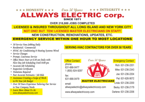 Allways Electric Corp.: Electric Repair Service Long Island