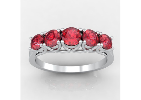 Glorious Ruby Round Four Prong Wedding Ring (0.65 Carats)