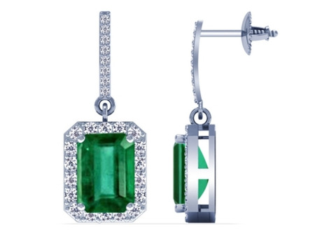 Buy 4.61cttw Zambian Emerald Dangling Earrings From GemsNY