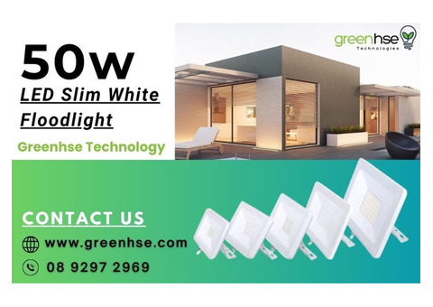 50W LED Slim White Floodlight | Greenhse Technologies