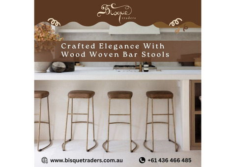 Crafted Elegance With Wood Woven Bar Stools