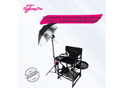 TuscanyPro Classic Makeup and Hair Chair – Studio Umbrella Package