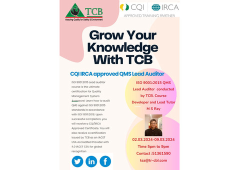 Get Certified as a Lead Auditor Online with TCB