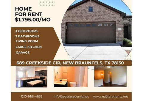 Home For Rent 689 Creekside Cir, New Braunfels, TX 78130