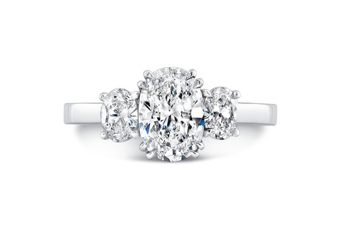 Korman Signature Platinum 3-stone Oval Diamond Engagement Ring