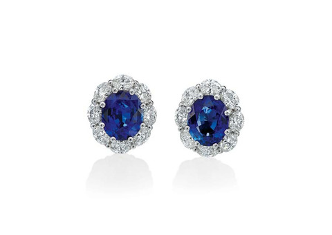 10.07ct White Gold Blue Sapphire Earrings