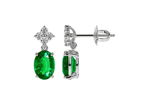 Natural emerald and diamond earrings on Sale 1.60 cttw.