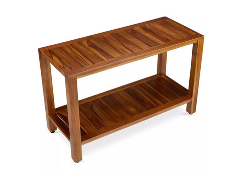 The FREYA, Teak Shower Bench with Shelf 30 Inch