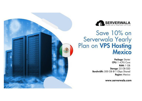 Save 10% On Serverwala Yearly Plan On VPS Hosting Mexico