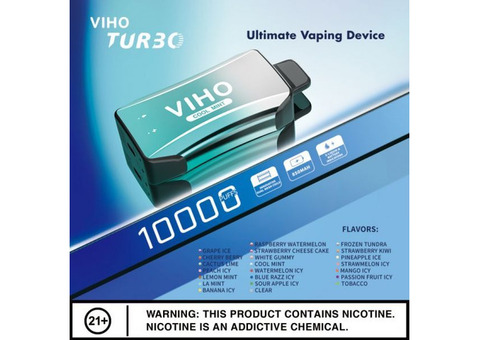 VIHO TURBO DUAL COIL DUAL INDICATOR DISPOSABLE DEVICE 5% 10000 Puffs