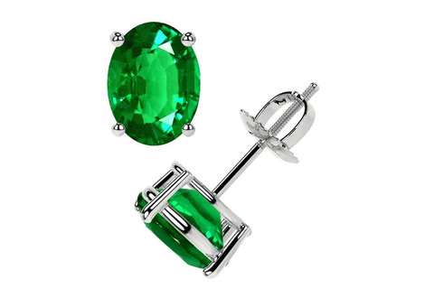 Special Offer: 3.50cttw. GIA Certified Emerald Earrings Studs.