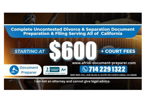 Best Divorce Document Preparer SANTA ANA