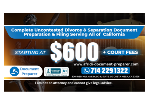 Best Divorce Document Preparer IRVINE