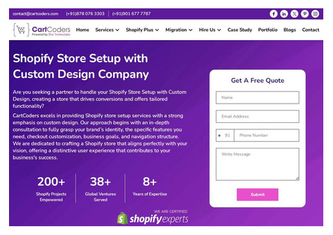 Shopify Store Setup with Custom Design Company | CartCoders