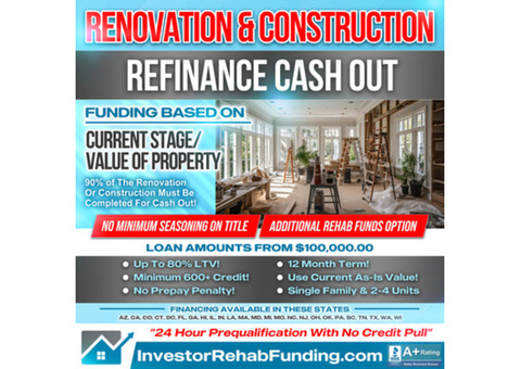 600+ CREDIT – NO SEASONING – CASH-OUT REFI FOR INVESTORS!