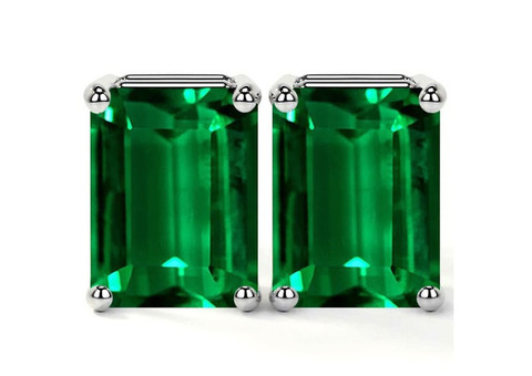 Irresistible Deal: GIA Certified emerald cut earrings.