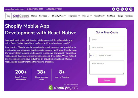 Shopify Mobile App Development with React Native Services