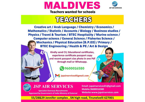 Teacher vacancy in Maldives | JSP Air Services