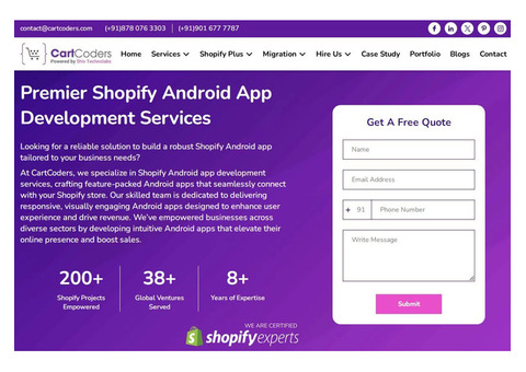 Top-rated Shopify Android App Development Company | CartCoders