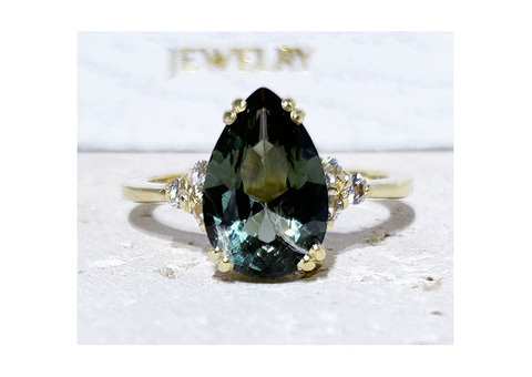 Green Tourmaline Ring - Statement Ring