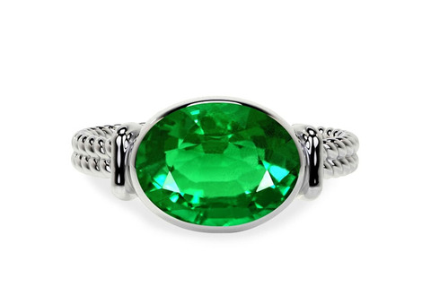 Shop now 2.40cts. Oval Bezel Set Emerald Ring.