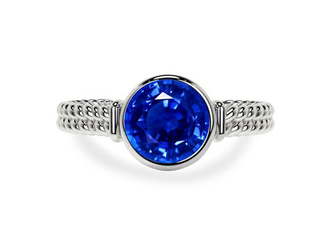 The Royal Touch: Round Shape Blue Sapphire Solitaire Ring