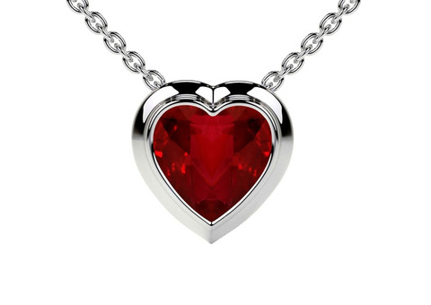 Get 1.00cts. AAAA Quality Natural Ruby Heart Necklace.