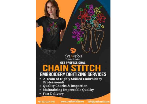 Cre8iveSkill|High-Quality Chain Stich Embroidery Digitizing Services