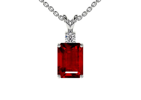 GIA Certified 1.80cttw Ruby Necklace with Round Diamond.