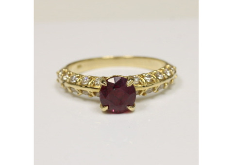 Sophisticated Untreated Ruby and Diamond Ring