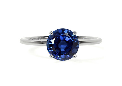 Simple Four Prong Petite Sapphire Solitaire Engagement Ring