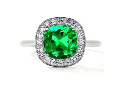 1.80ct Cushion Cut Emerald Engagement Ring with GIA Certification