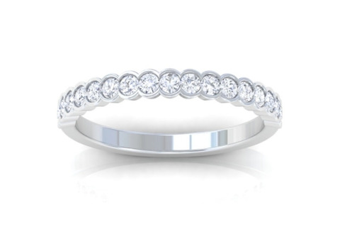 Eternity Wedding Ring with Half-Bezel Round Diamonds