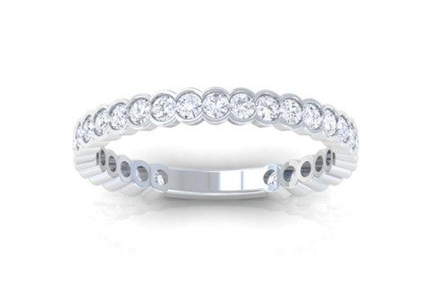 Half-Bezel Three-Fourth Round Diamond Eternity Wedding Band