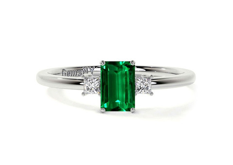 Sale On AAA (Excellent) Three Stone Emerald Cut Ring