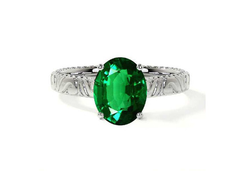 Sale on Emerald Solitaire Ring in Oval Shape