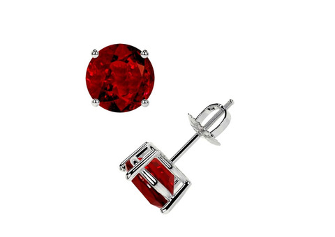 Shop 2.10cttw Classic Four Prong Round Ruby Earrings – AAAA Quality.